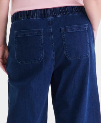 Plus Size Pull-On Utility Wide-Leg Jeans, Macy's Exclusive
