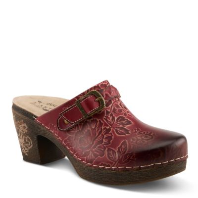 Calliroe Open-Back Clogs | Hand-Painted Leather Slip-On With Floral Details