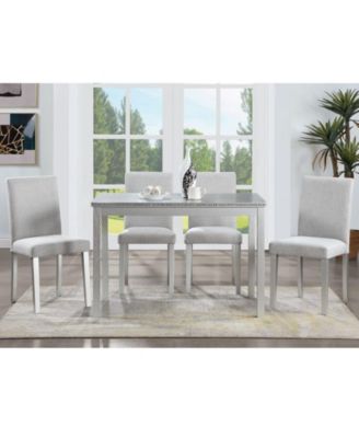 5-Piece Crystal Accent Wood Dining Set with Rectangular Kitchen Table and 4 Upholstered Chairs