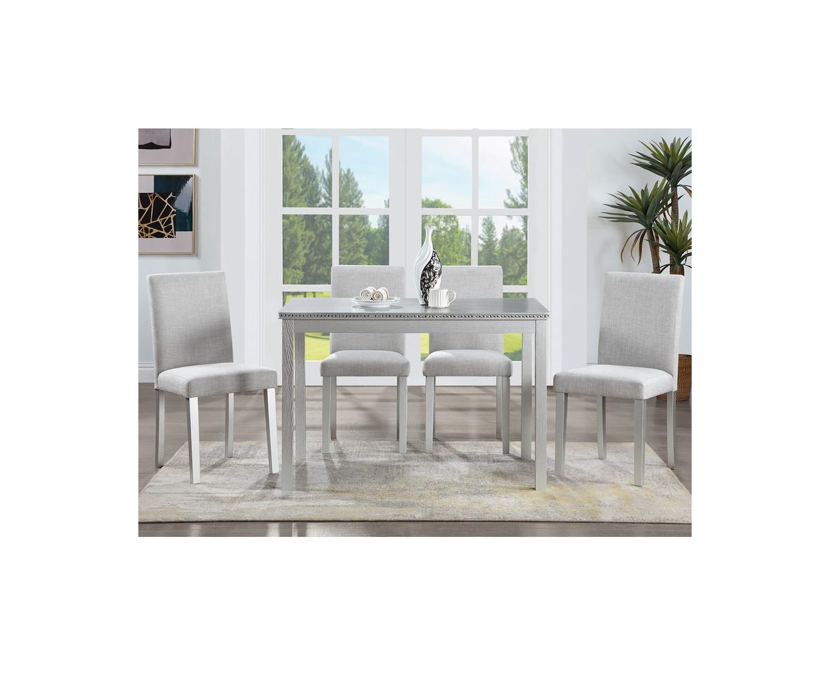 sumyeg 5-Piece Crystal Accent Wood Dining Set with Rectangular Kitchen Table and 4 Upholstered Chairs
