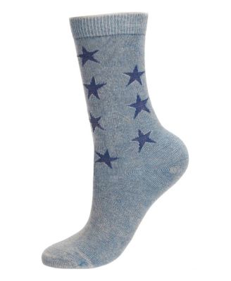 Women's Acid Wash Star Cotton Blend Crew Socks