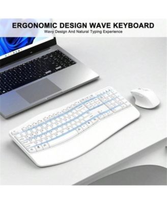Wireless Keyboard And Mouse Combo, 2.4G Full Size Keys Keyboard With Wrist Rest And 3 - Level DPI Adjustable Wireless Mouse, OS Desktop Laptop, White
