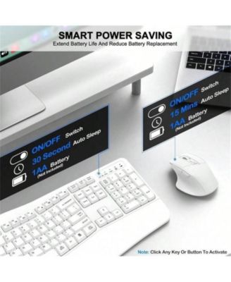 Wireless Keyboard And Mouse Combo, 2.4G Full Size Keys Keyboard With Wrist Rest And 3 - Level DPI Adjustable Wireless Mouse, OS Desktop Laptop, White