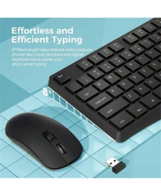 Wireless Keyboard And Mouse Combo - 2.4G Full-Sized Keyboard Mouse, 3 DPI Adjustable Cordless Keyboard And Mouse, Quiet Click Computer Laptop - Black