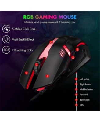 87 Keys TKL Gaming Keyboard And Mouse Combo - Wired Backlit Keyboard with 800 - 3200 DPI RGB Mouse, Gaming PC Laptop - Black