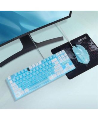 87 Keys TKL Gaming Keyboard And Mouse Combo - Wired Backlit Keyboard with 800 - 3200 DPI RGB Mouse, Gaming PC Laptop - Main Blue