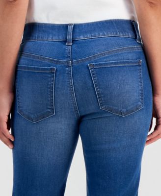 Petite High-Rise Pull-On Straight-Leg Jeans