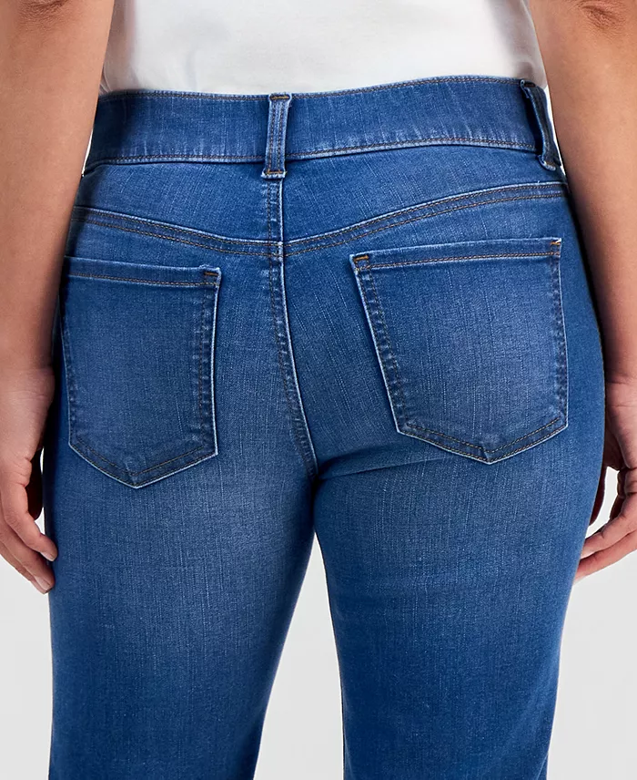 Petite High-Rise Pull-On Straight-Leg Jeans - thumbnail 10