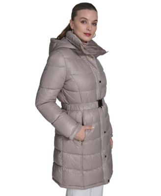Women's Stand Collar Belted Puffer Coat