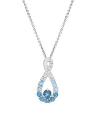 Macy's - White Topaz (1/4 ct. t.w.), Blue Topaz (1/3 ct. t.w.) and London Blue Topaz (5/8 ct. t.w.) Infinity Pendant Necklace in Sterling Silver