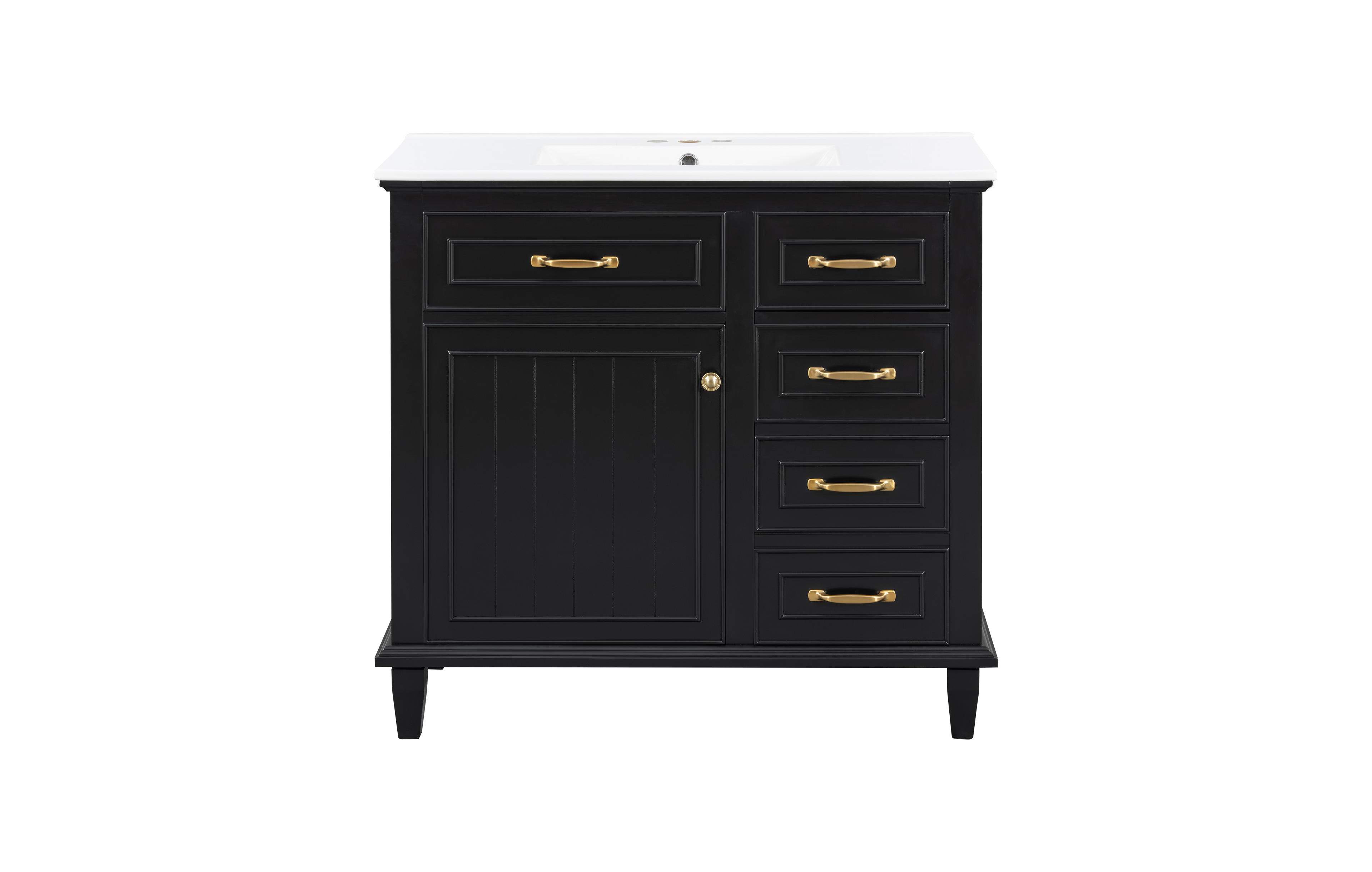 Casainc Freestanding Bathroom Vanity with Ceramic Sink Flip Drawers and Adjustable Shelf