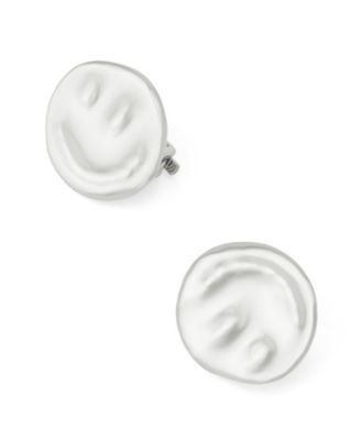 Silver Textured Disc Clip Earrings