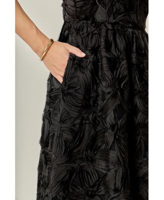 Women's Flower Embellished Midi Dress.