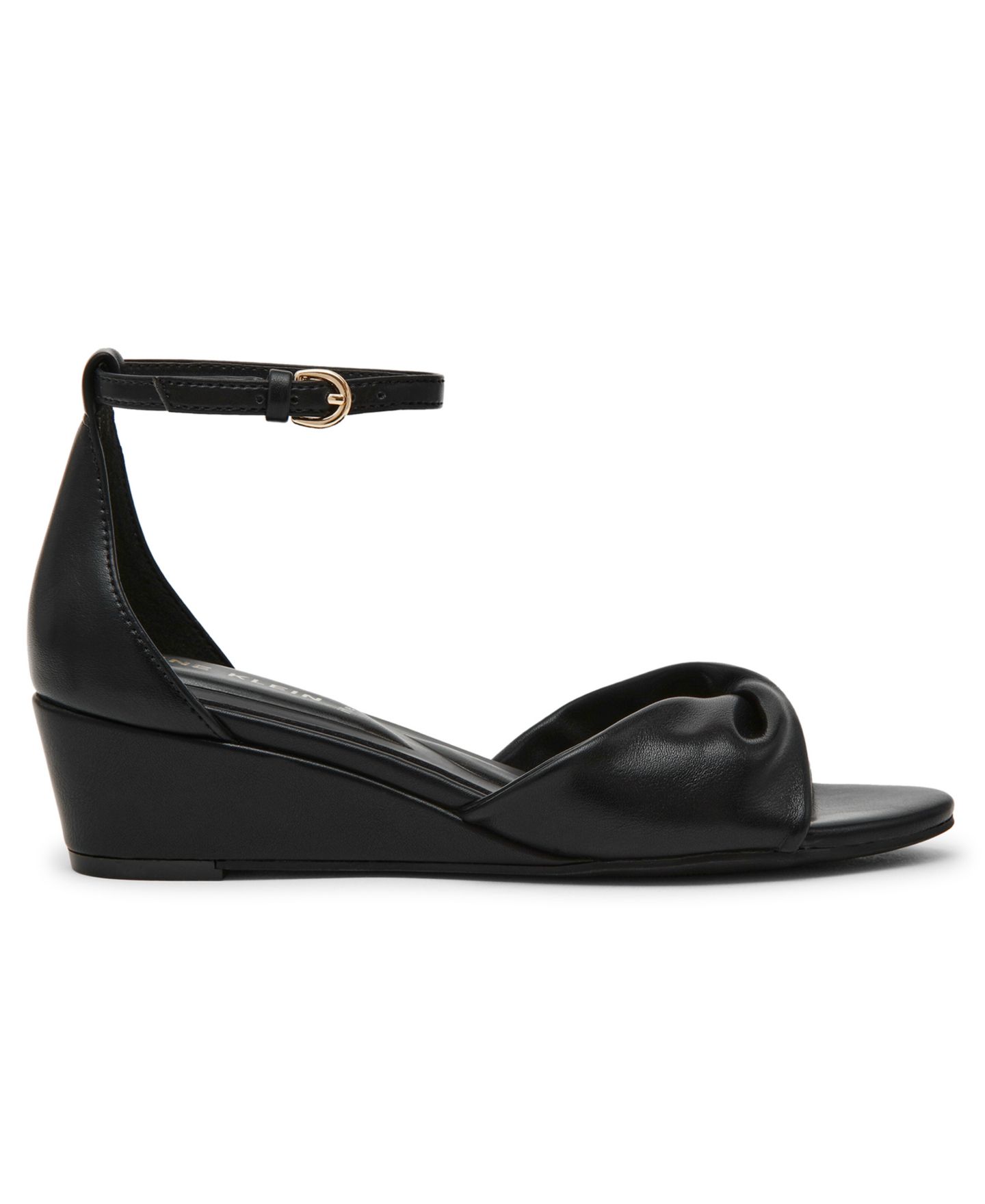 Женские сандалии Anne Klein Whitby Ankle Strap Demi Wedge, цвет: Чёрный гладкий — фото 2