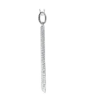 Sterling Silver Pave Cubic Zirconia Open Marquise Drop Pendant
