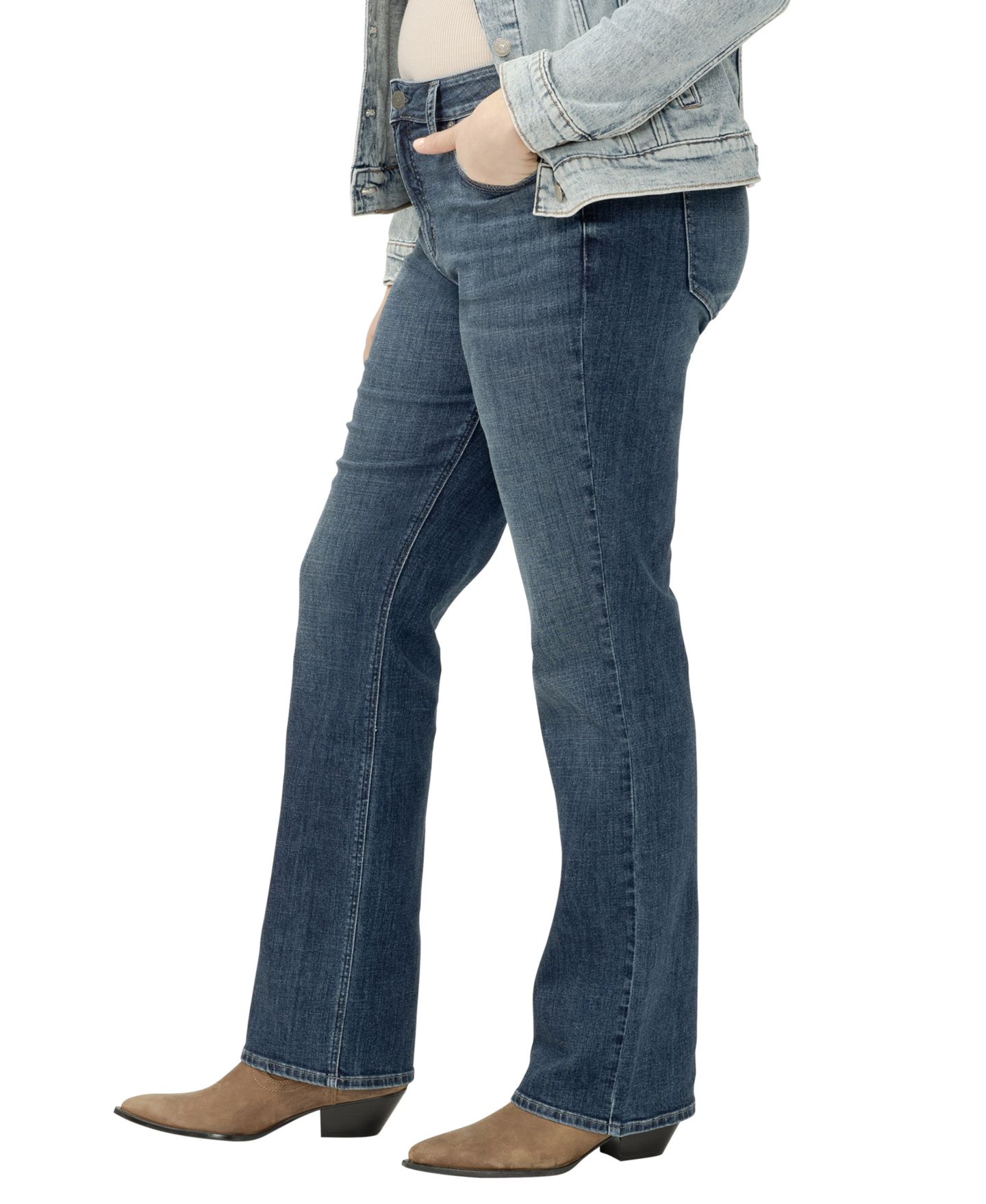 Женские джинсы Silver Jeans Co. Plus Size Suki Mid Rise Curvy Fit Slim Bootcut, цвет: Beats — фото 2