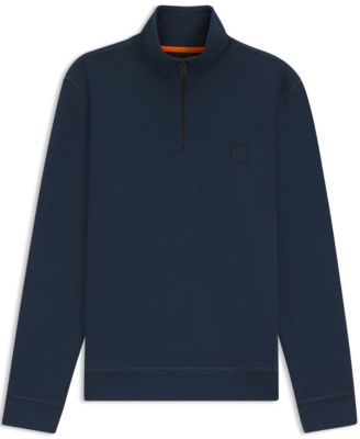 Men's Cotton Terry Logo Patch Zip-Neck Sweatshirt
