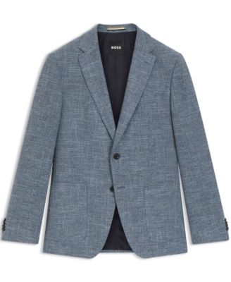 Men's Patterned Stretch-Cotton Blend Regular-Fit Blazer