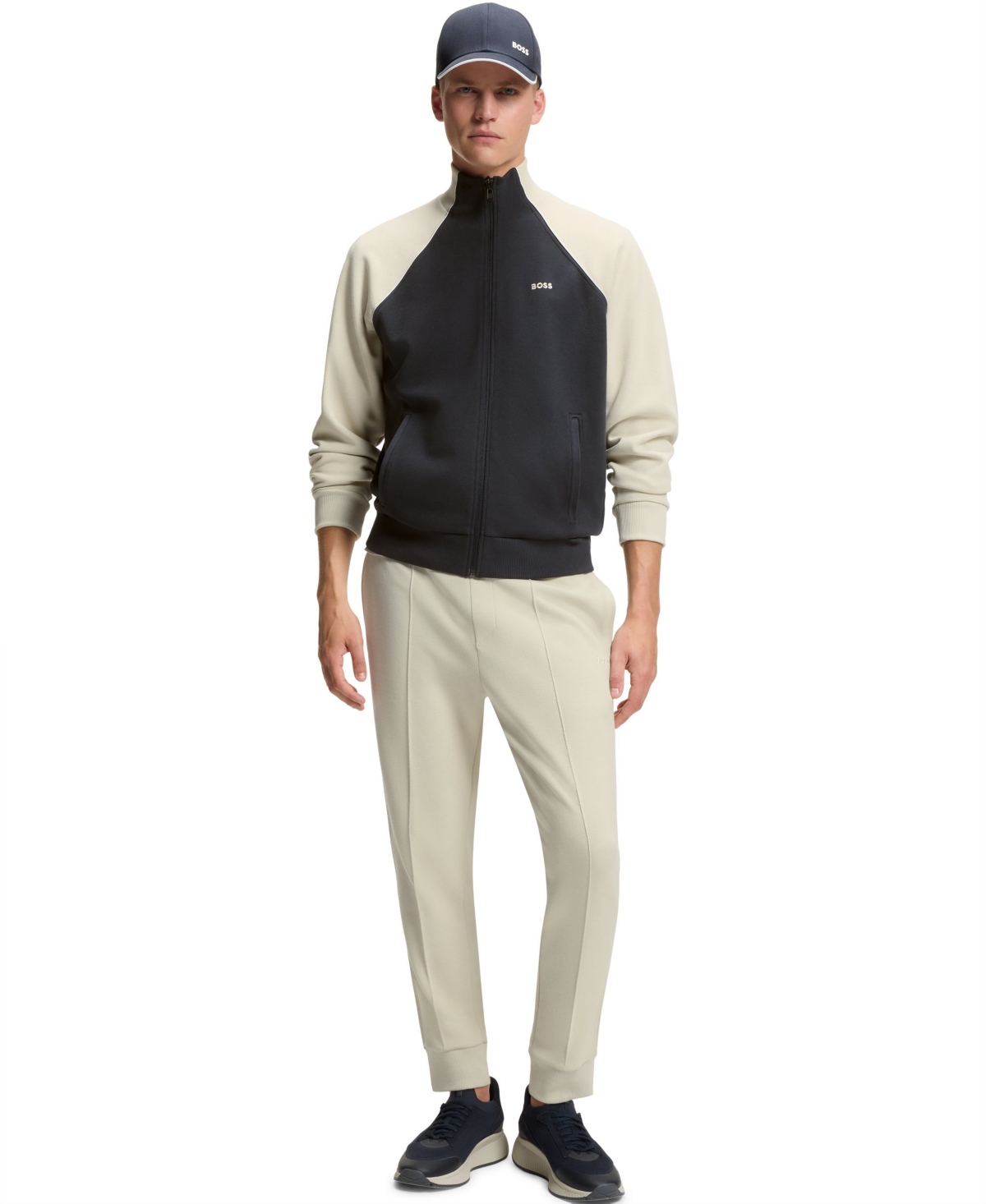 Boss by Hugo Men's Cotton-Blend Contrast Piping Sweatshirt