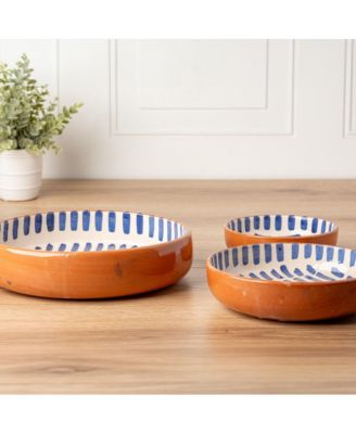 Ceramic Nesting Dish Set of 3 - Blue Stripe