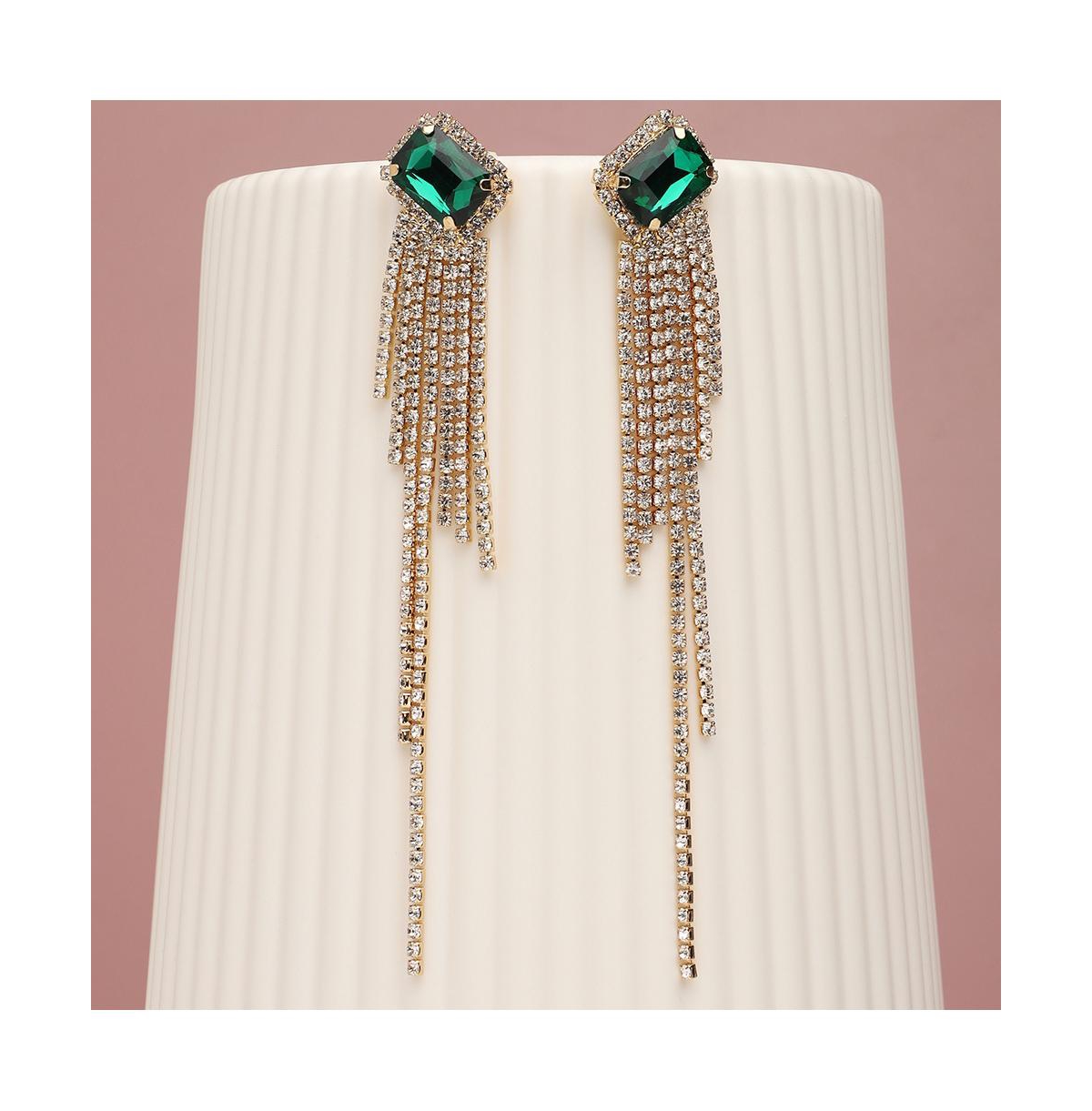 Sohi Women's Green Bling Drop Earrings