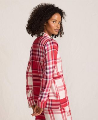 Women's Long Sleeve Flannel Patchwork Pajama Top