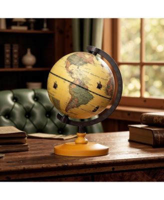 Antique Globe Dia 5.5 Inch Mini Rotating World Globe with Wooden Base