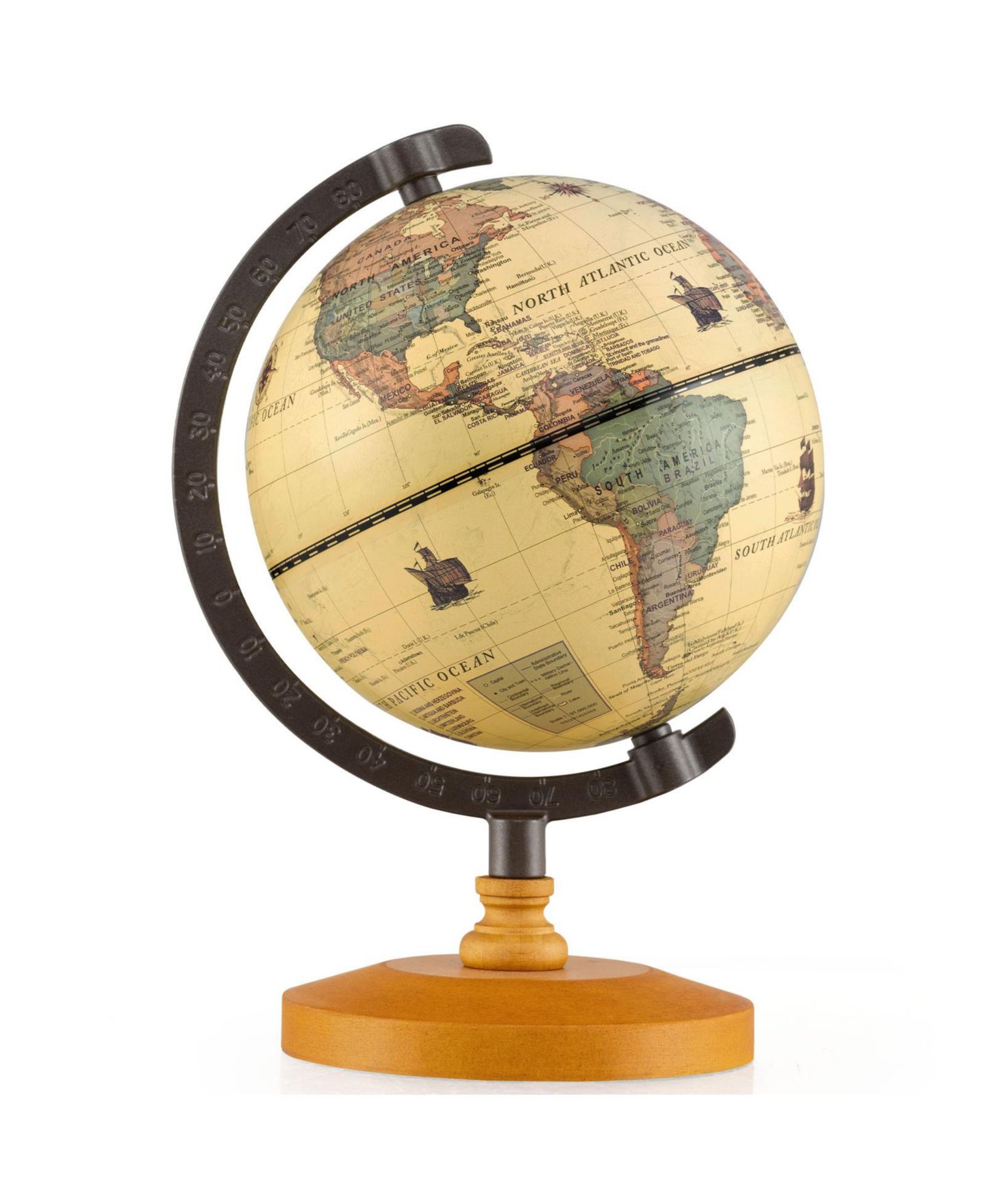 Детская игрушка SUGIFT Antique 5.5" Rotating World Globe, Ages 3+, цвет: Коричневый — фото 1