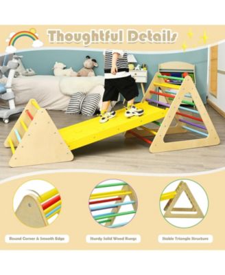 3 in 1 Wooden Set of 2 Triangle Climber with Ramp for Slid
