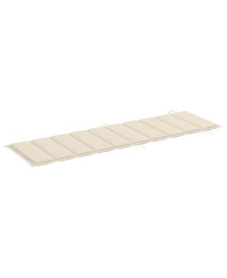 Sun Lounger Cream Solid Acacia Wood Adult Foldable