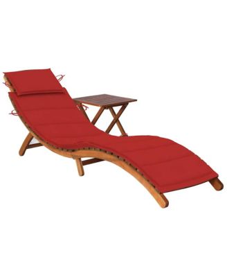 2-Pc. Patio Sun Lounger with Table and Cushion, Red