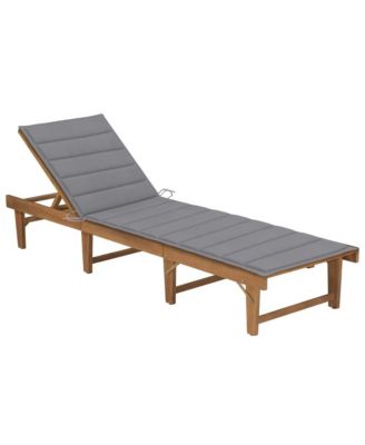 Sun Lounger Grey Solid acacia wood Standard Foldable