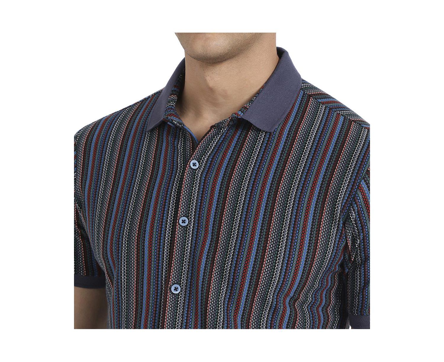 Men's Multicolour Contrast Knitted Shirt