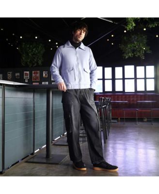 Men's Misty Blue Zip-Front Knit Jacket