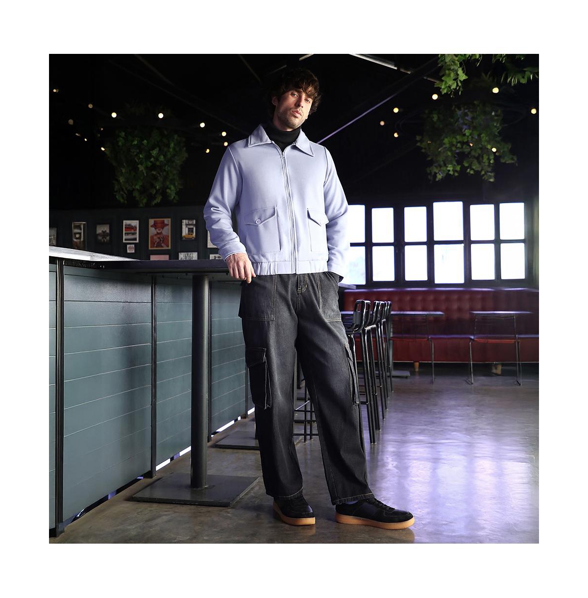 Campus Sutra Men's Misty Blue Zip-Front Knit Jacket