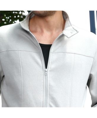 Men's Cloud Grey Panel-Stitch Knit Jacket