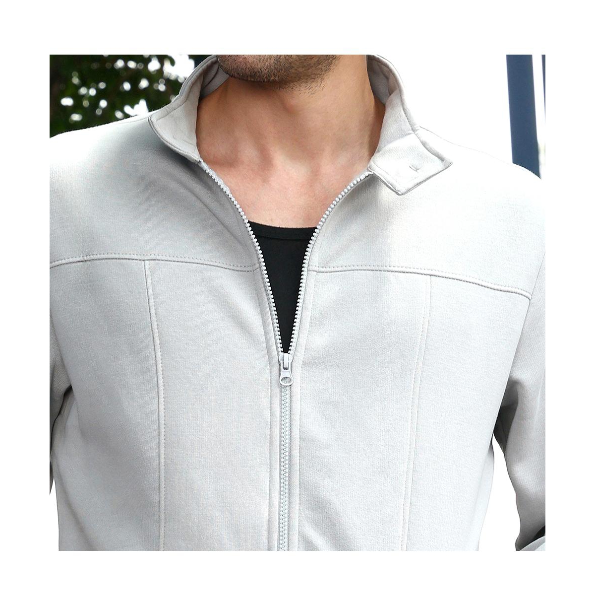 Campus Sutra Men's Cloud Grey Panel-Stitch Knit Jacket