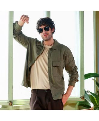 Men's Dark Olive Utility-Knit Jacket