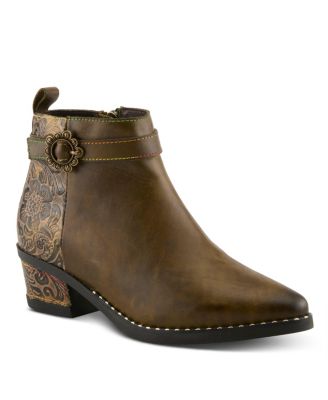 L`Artiste Women's Leather Ankle Boot, With Zipper Closure, Cushioned Insole, Faux Fur Lining