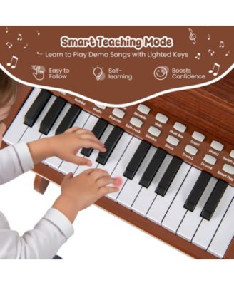 25 Keys Digital Piano with Music Stand Stool Lighted Keys Teaching Mode for 3+ Kids