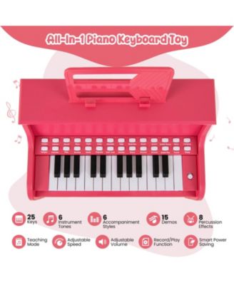 25 Keys Digital Piano with Music Stand Stool Lighted Keys Teaching Mode for 3+ Kids