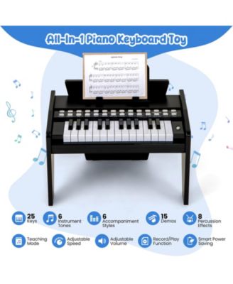 25 Keys Digital Piano with Music Stand,Teaching Mode,Lighted Keys, Adjustable Speed