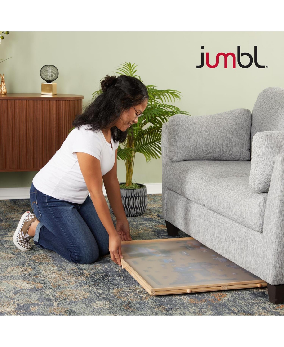 Jumbl 1500-Piece Puzzle Board with Drawers, Lazy Susan & Cover - Rotating Wooden Jigsaw Puzzle Table