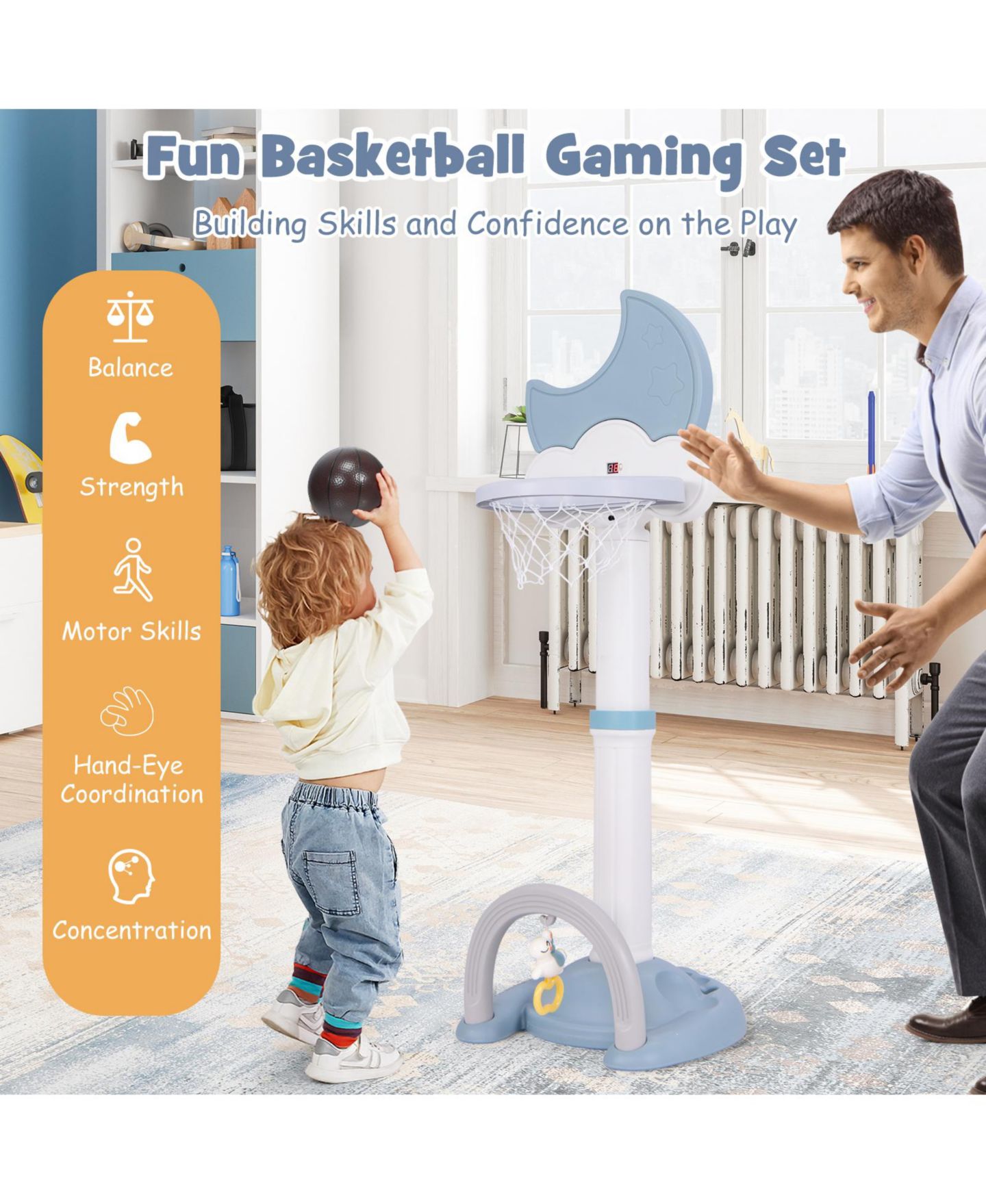 Детская игрушка HONGGE 4-in-1 Sports Activity Center with Adjustable Height, 2–4 года, цвет: Синий — фото 10