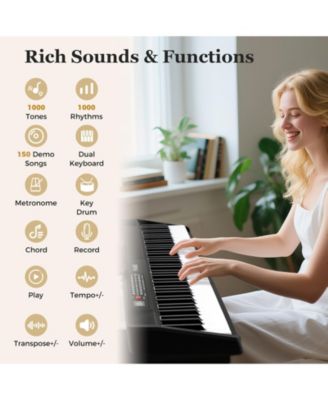 88 Key Foldable Digital Piano Keyboard With Semi Weighted Keys And Carrying Bag