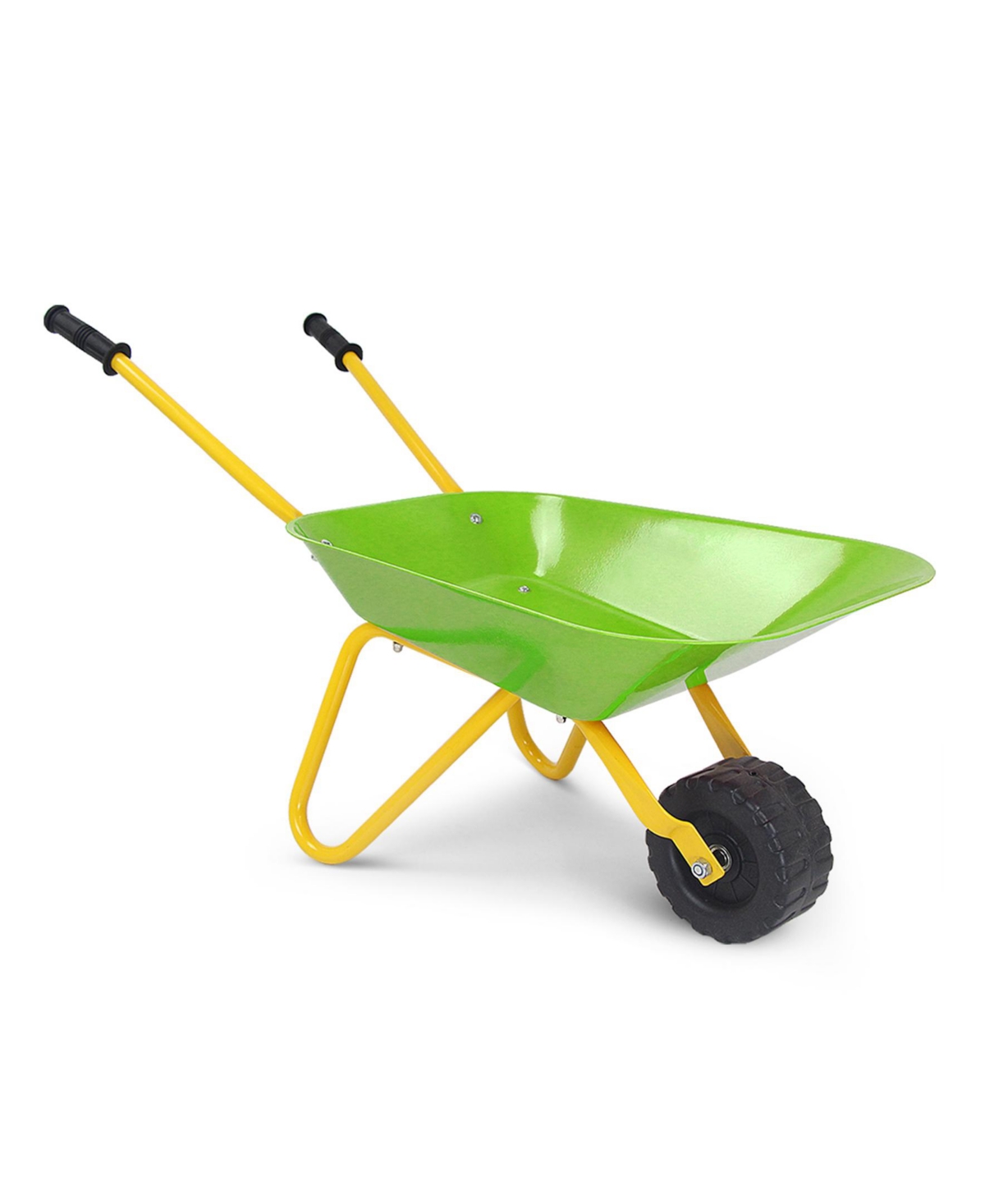 Sugift Outdoor Garden Backyard Play Toy Kids Metal Wheelbarrow-Light Green