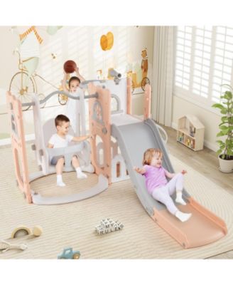 SUGIFT Foldable Wooden Triangle Climber with Reversible Ramp for Kids.