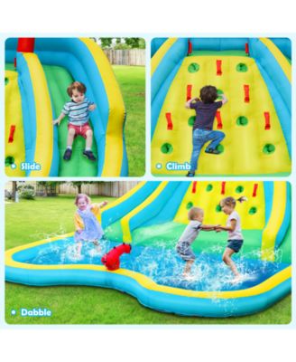 Inflatable Water Park Bounce House with Double Slide and Climbing Wall with 735W Blower