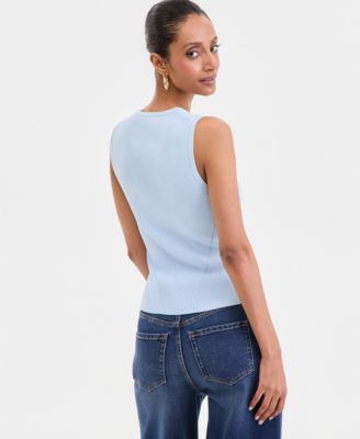 Women's Sleeveless Rib V-Neck Sweater