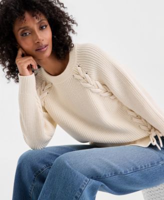 Women's Lace-Up-Detail Sweater